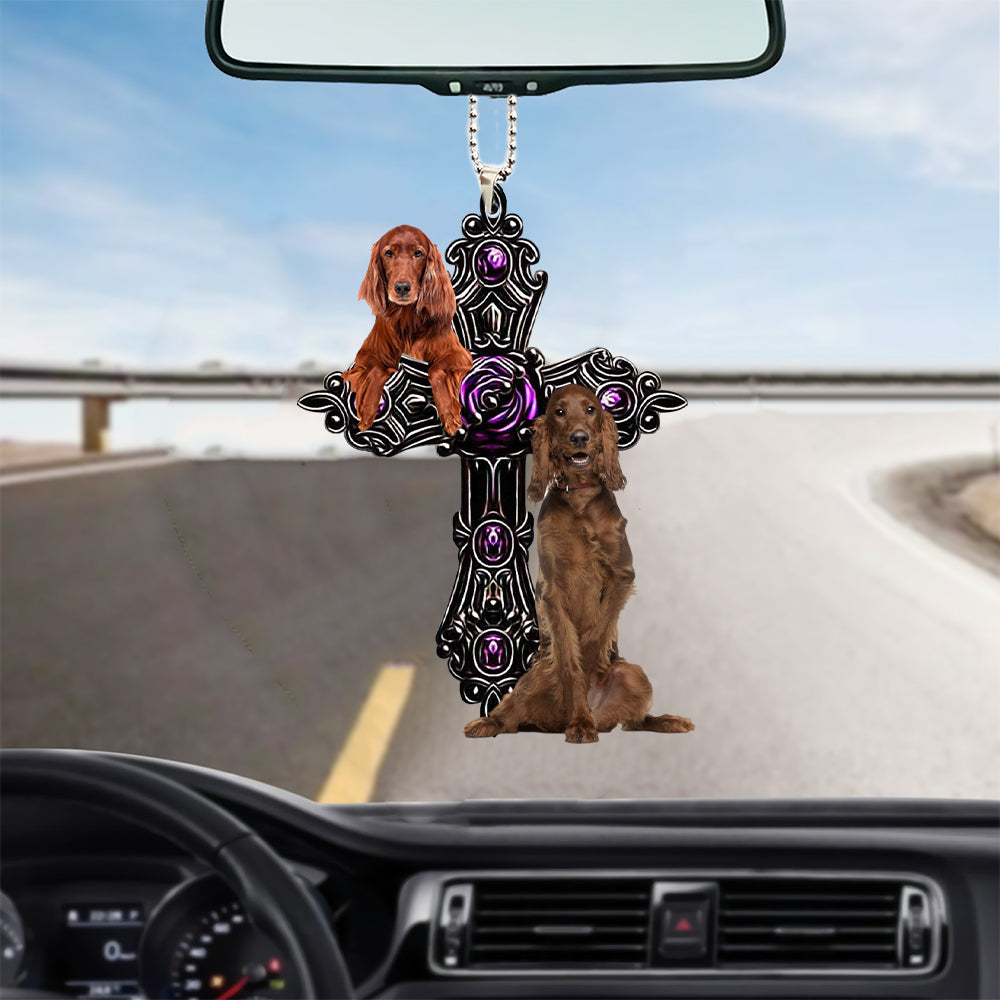 Irish Setter Pray For God Car Hanging Ornament Godmerch