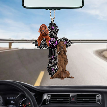 Irish Setter Pray For God Car Hanging Ornament Godmerch