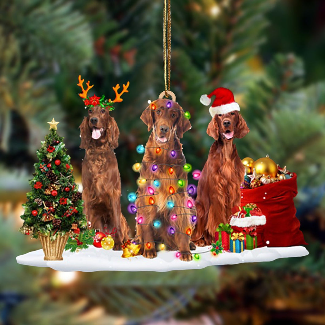 Ornament- Irish Setter-Christmas Dog Friends Hanging Ornament, Happy Christmas Ornament, Car Ornament