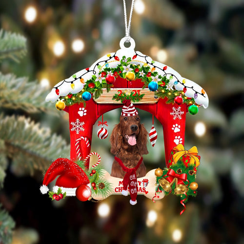 Godmerch- Ornament- Irish Setter-Christmas House Two Sided Ornament, Happy Christmas Ornament, Car Ornament