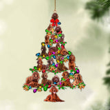 Ornament- Irish Setter-Christmas Tree Lights-Two Sided Ornament, Happy Christmas Ornament, Car Ornament