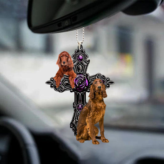 Irish Setter Pray For God Car Hanging Ornament Dog Pray For God Ornament Godmerch