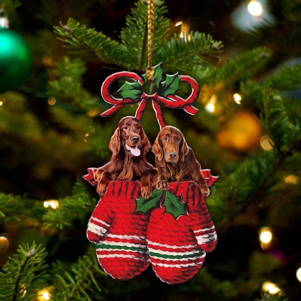 Irish Setter Inside Your Gloves Christmas Holiday-Two Sided Ornament, Christmas Ornament, Car Ornament