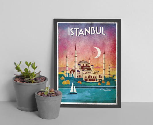 Istanbul Vintage Travel Canvas And Poster, Canvas Wall Art, Wall Decor Visual Art