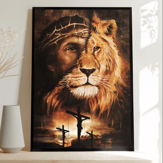 Jesus and lion - Matte Canvas