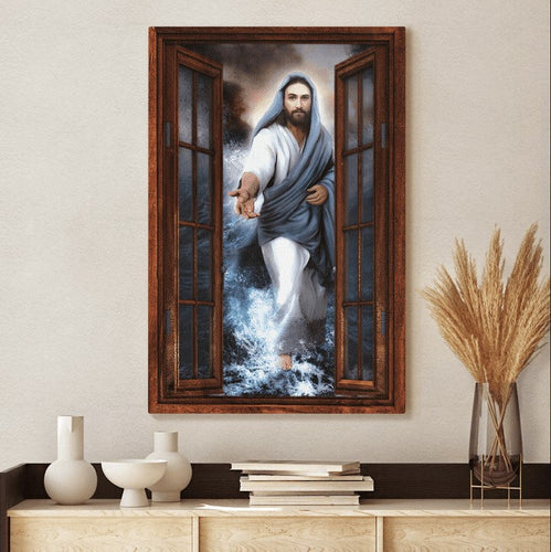 Jesus Christ hand in storm - Matte Canvas