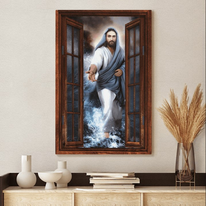 Jesus Christ hand in storm - Matte Canvas