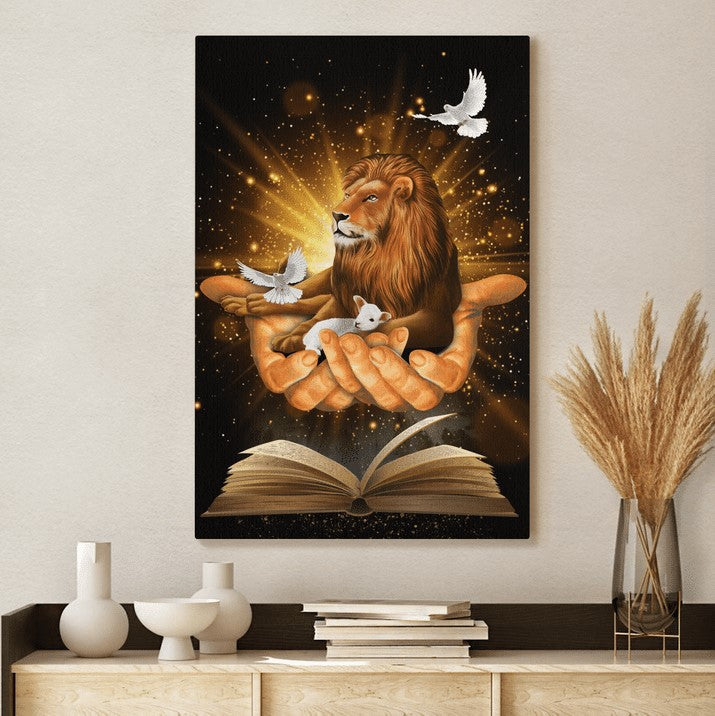 Jesus lion dove - Matte Canvas