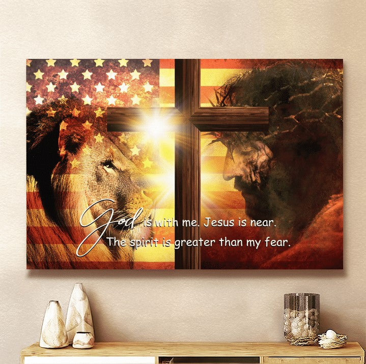 Jesus lion God is with me - Matte Canvas