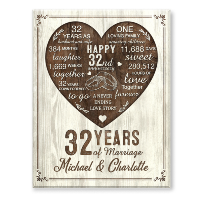 32nd Year Anniversary Gift, 32nd Wedding Anniversary Gift For Husband, 32 Year Anniversary Gift For Wife