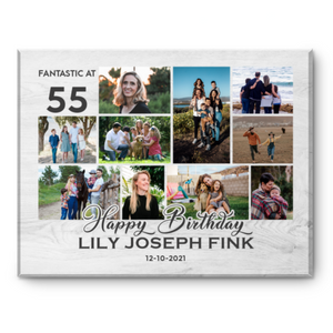 55th Birthday Photo Collage Canvas Print, 55th Birthday Gift