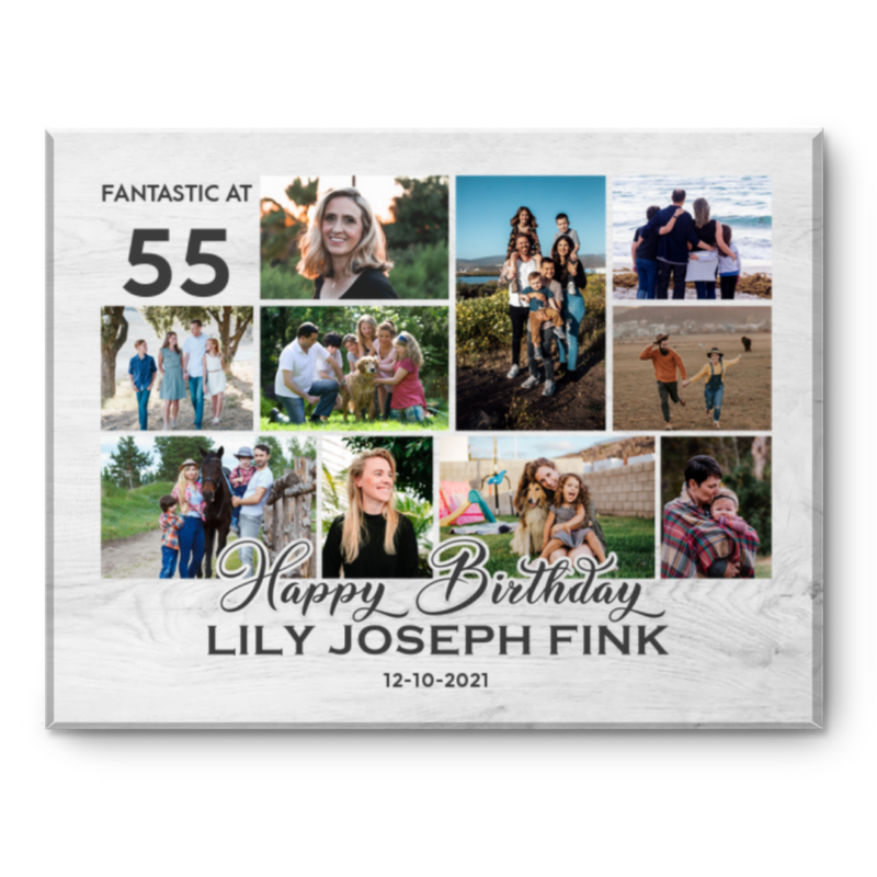 55th Birthday Photo Collage Canvas Print, 55th Birthday Gift