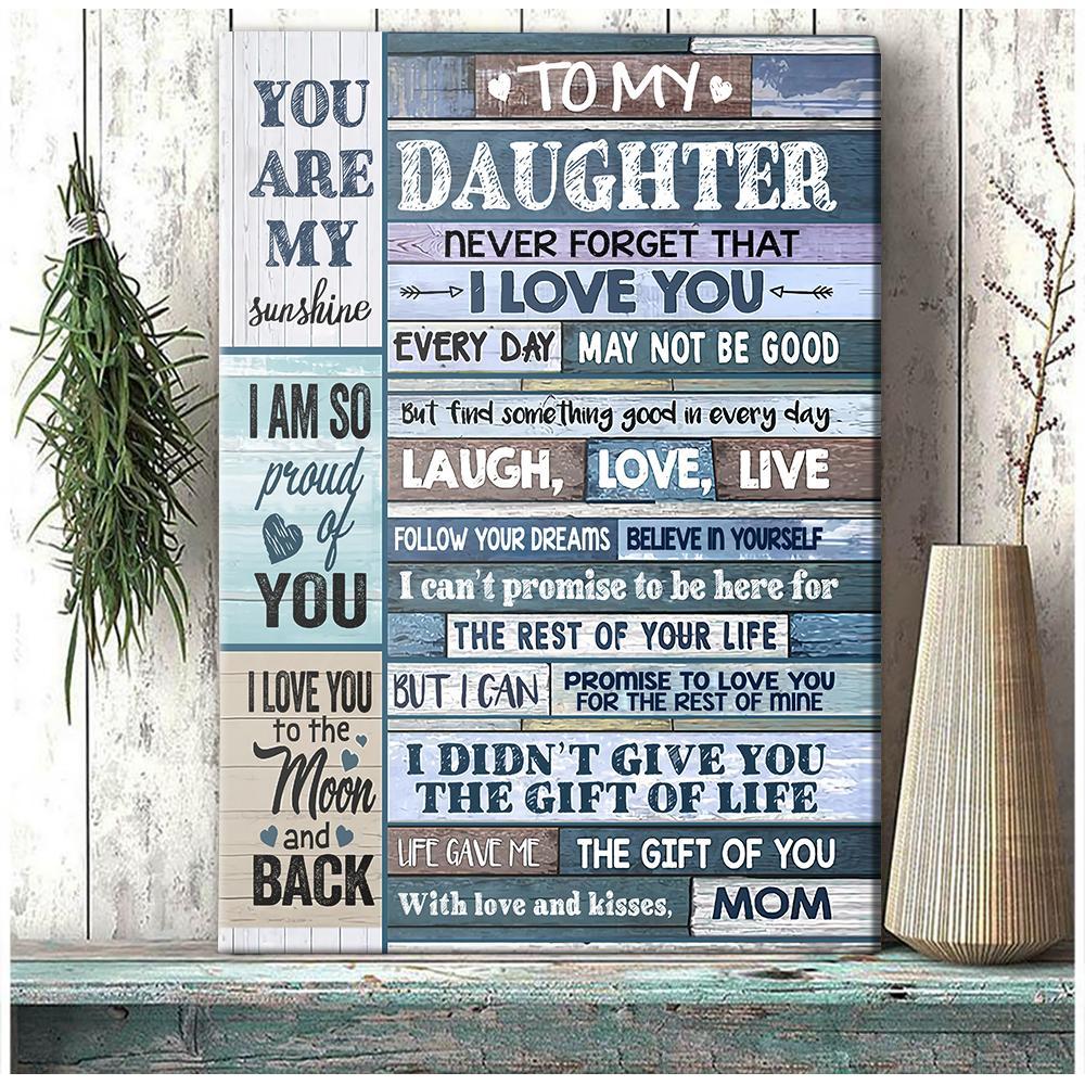 To My Daughter You Are My Sunshine Canvas Wall Art Gift For Daughter