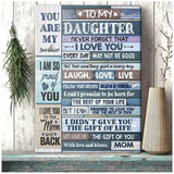 To My Daughter You Are My Sunshine Canvas Wall Art Gift For Daughter