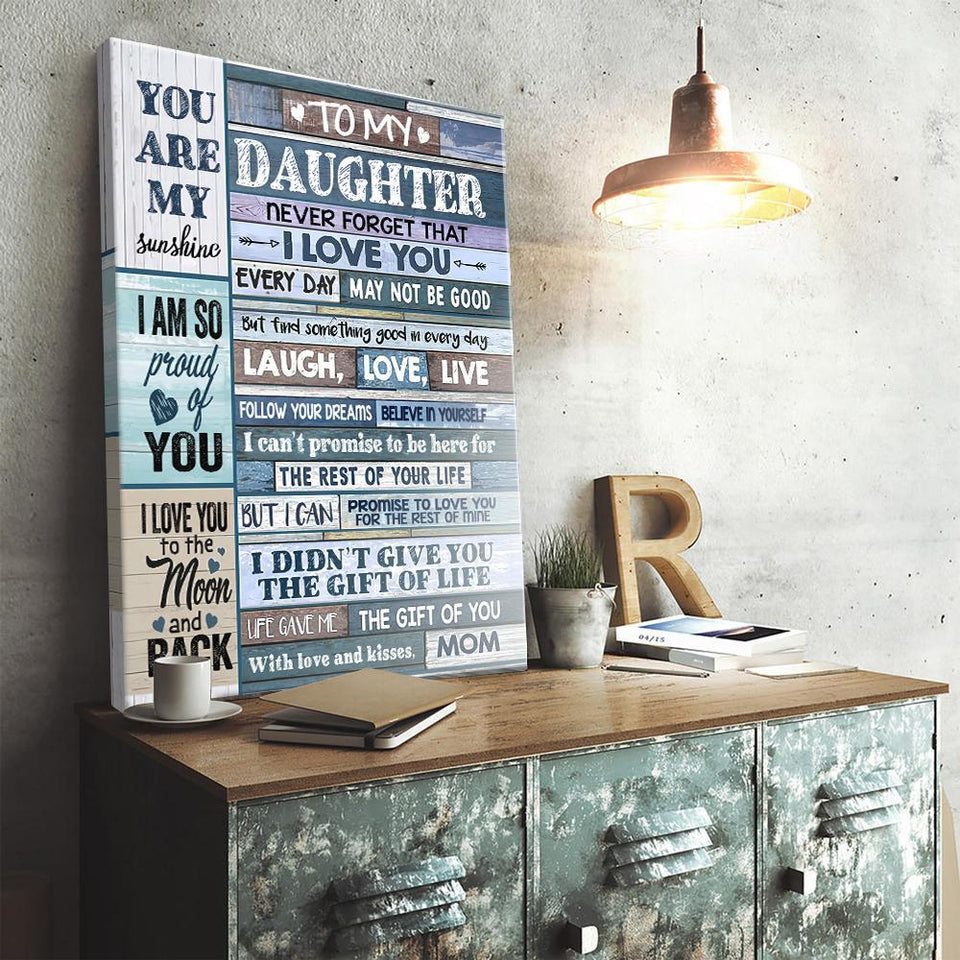 To My Daughter You Are My Sunshine Canvas Wall Art Gift For Daughter