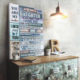 To My Daughter You Are My Sunshine Canvas Wall Art Gift For Daughter