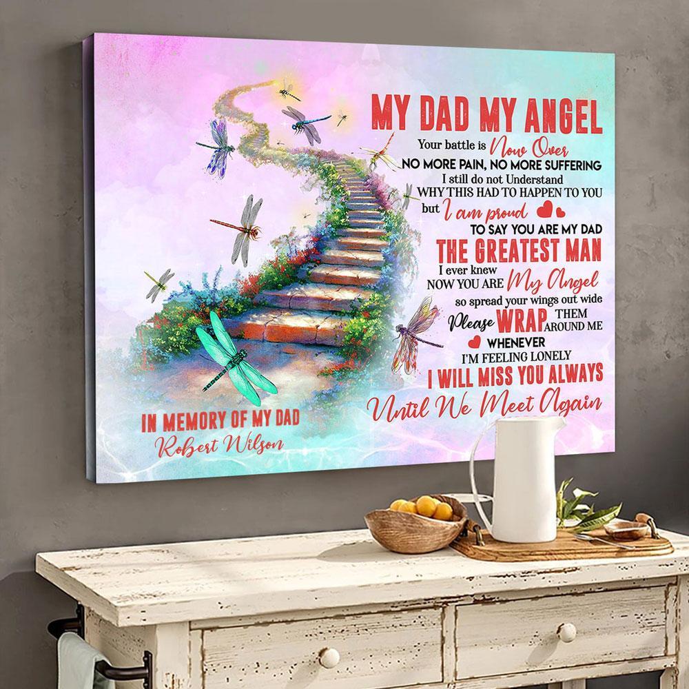 Personalized Canvas, My Dad My Angel Canvas And Poster, Canvas Wall Art, Gift Father's Day