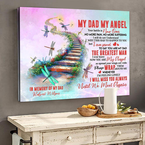 Personalized Canvas, My Dad My Angel Canvas And Poster, Canvas Wall Art, Gift Father's Day