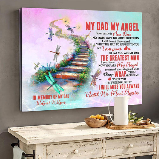 Personalized Canvas, My Dad My Angel Canvas And Poster, Canvas Wall Art, Gift Father's Day