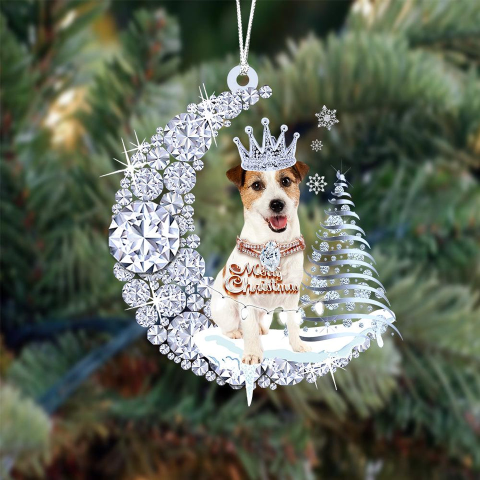 Jack Russell Terrier Diamond Moon Merry Christmas Ornament Christmas Gifts