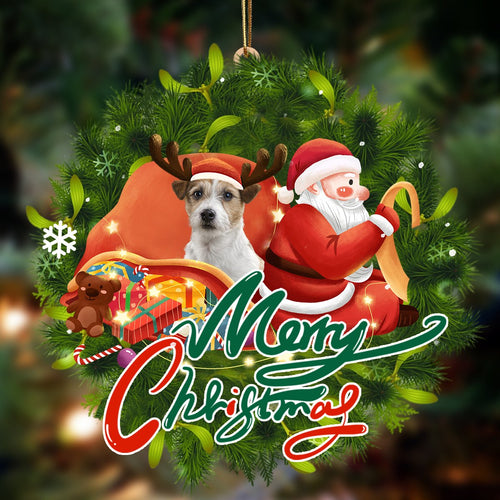 Godmerch- Ornament- Jack Russel Terrier-Santa & dog Hanging Ornament, Happy Christmas Ornament, Car Ornament