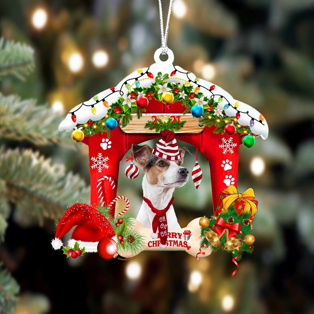 Ornament- Jack Russel Terrier 5-Christmas House Two Sided Ornament, Happy Christmas Ornament, Car Ornament