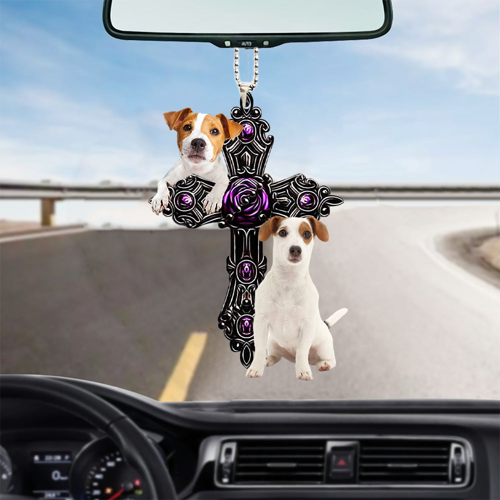 Jack Russell Terrier Pray For God Car Hanging Ornament Dog Pray For God Auto Ornament Godmerch