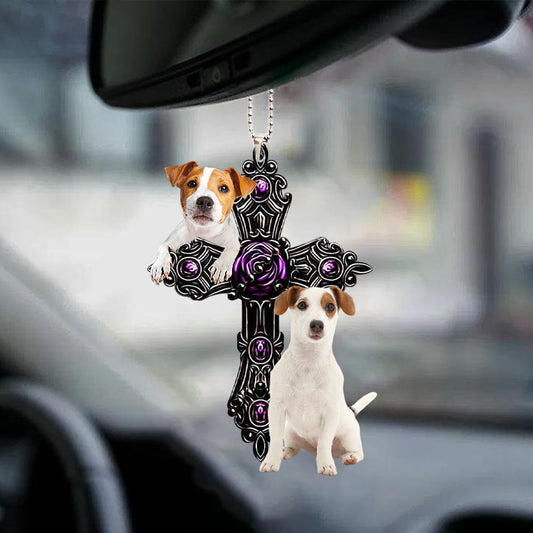 Jack Russell Terrier Pray For God Car Hanging Ornament Dog Pray For God Auto Ornament Godmerch