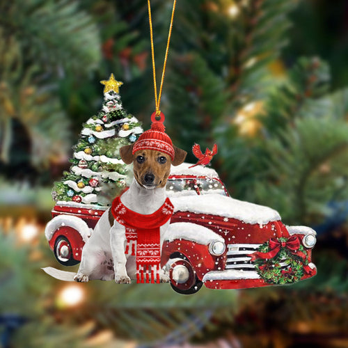 Ornament- Jack Russell Terrier-Christmas Car Two Sided Ornament, Happy Christmas Ornament, Car Ornament