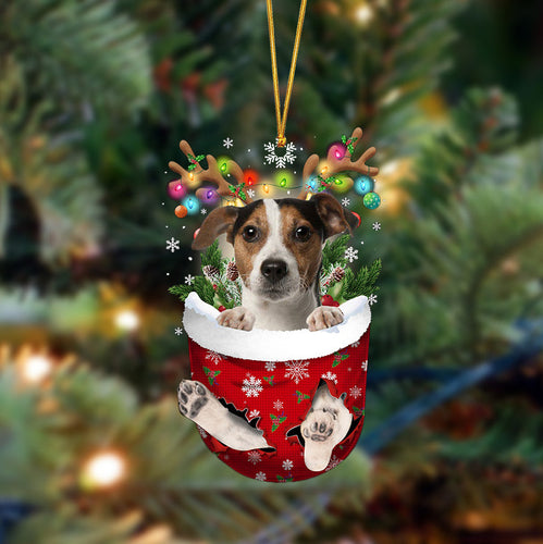 Jack Russell Terrier-In Christmas Pocket Two Sides Ornament, Christmas Dog Hanging Ornament