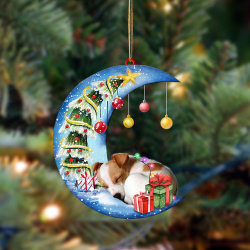 Jack Russell Terrier-Sleep On The Moon Christmas Two Sided Ornament, Christmas Ornament, Car Ornament