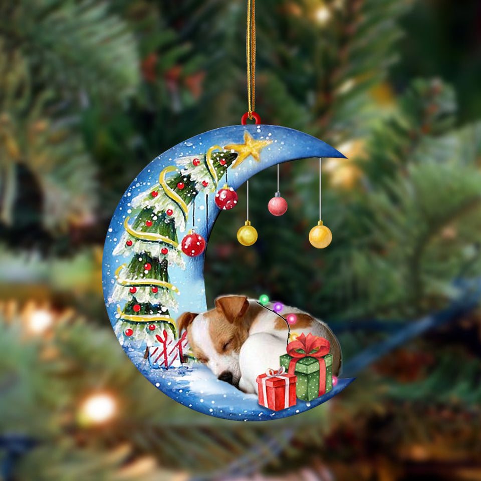 Jack Russell Terrier-Sleep On The Moon Christmas Two Sided Ornament, Christmas Ornament, Car Ornament