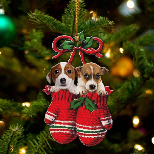 Jack Russell Terrier Inside Your Gloves Christmas Holiday-Two Sided Ornament, Christmas Ornament
