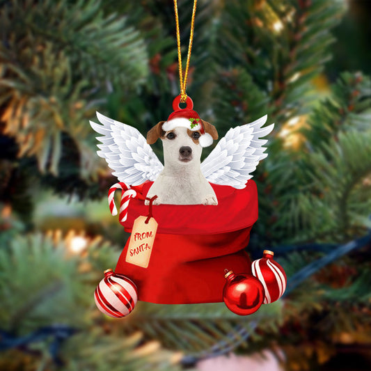 Jack Russell Terrier Angel Gift From Santa Christmas Ornament, Dog Flat Acrylic Ornament
