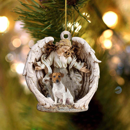 Jack Russell Terrier (8)-Angel Hug Winter Love Two Sided Ornament