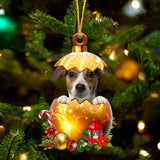 Jack Russell Terrier In Golden Egg Christmas Ornament