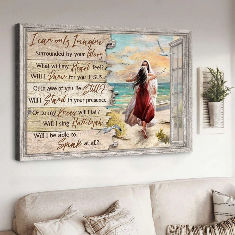 Jesus Beautiful girl Beach scene I can only imagine - Matte Canvas