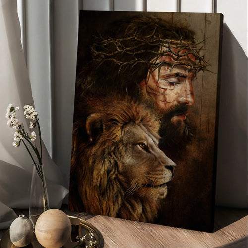 Jesus Christ Crown of thorns The Lion of Judah - Matte Canvas