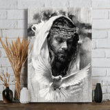 Jesus and dove Black and white - Matte Canvas