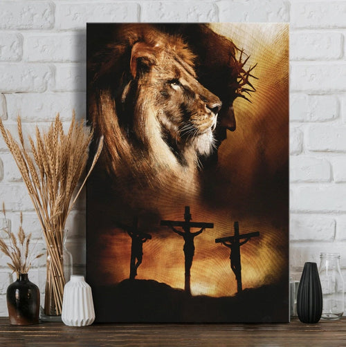 Jesus Christ, Jesus on the cross, The Lion of Judah, Jesus is King - Matte Canvas