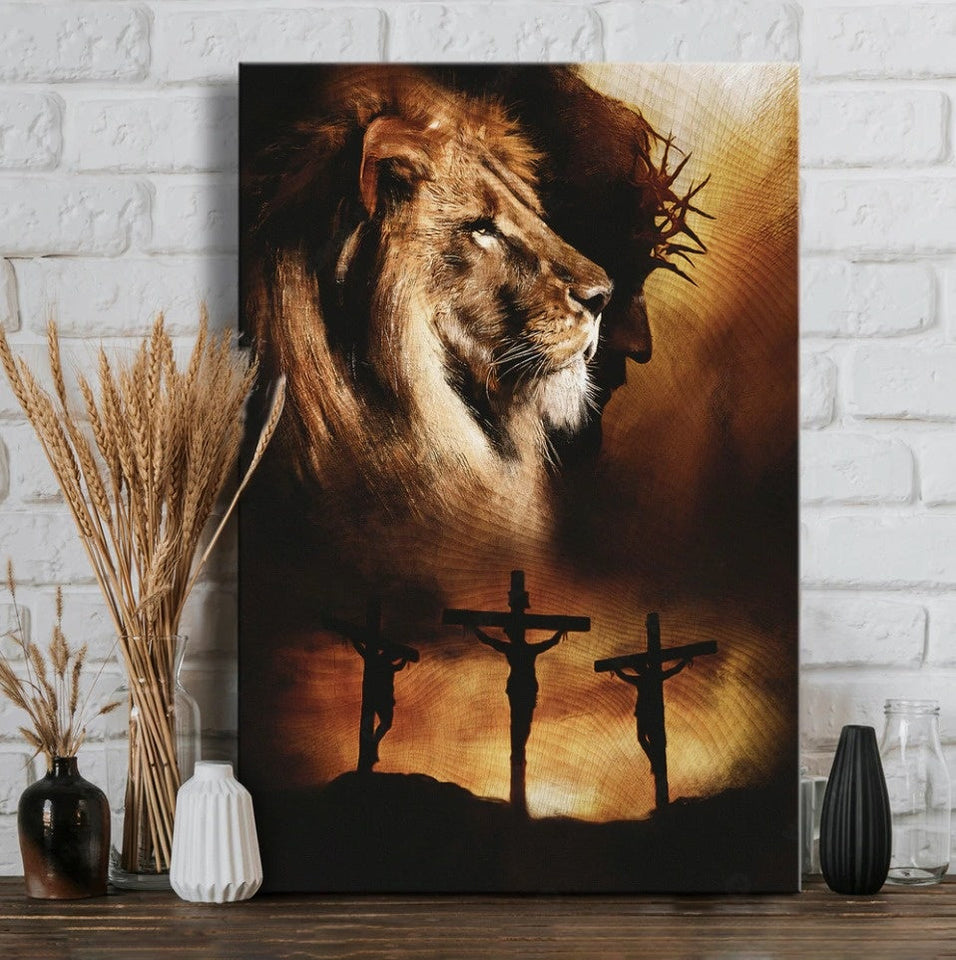 Jesus Christ, Jesus on the cross, The Lion of Judah, Jesus is King - Matte Canvas