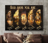Jesus Christ, The Lion of Judah, Feather shape, God says you are - Matte Canvas