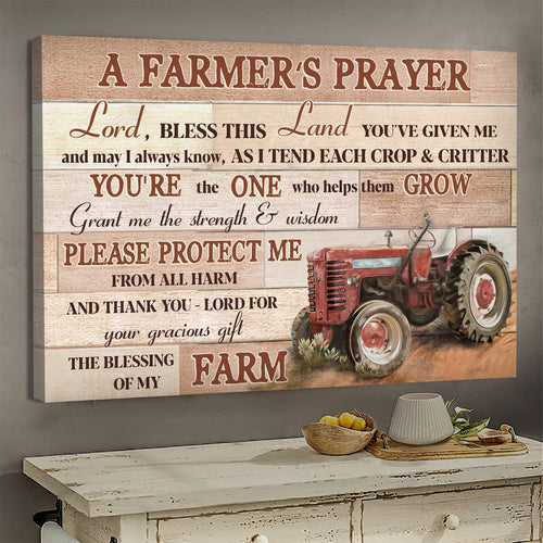 Jesus Vintage Red Farm Tractor A farmer's prayer - Matte Canvas