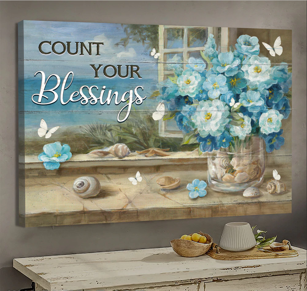 Jesus Flower bouquet Count your blessings - Matte Canvas
