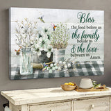 Jesus Hummingbird Flowers Bless the food before us - Matte Canvas