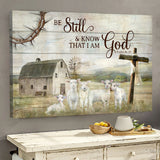 Farm painting Lamb of God Be still and know that I am God - Matte Canvas