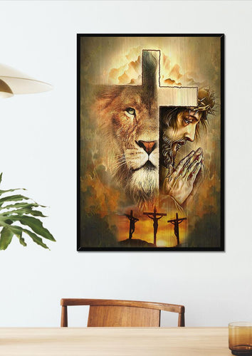 Jesus lion of Judah Cross - Matte Canvas