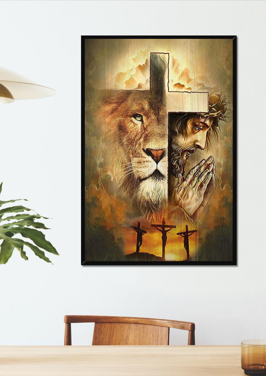 Jesus lion of Judah Cross - Matte Canvas