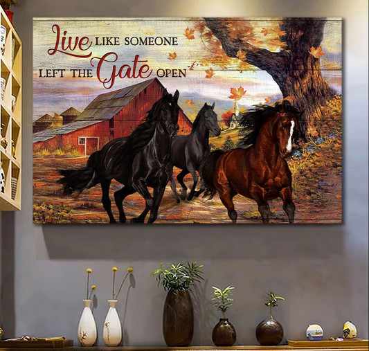 Jesus Horse live like someone left the gate open - Matte Canvas
