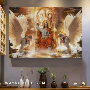 Stunning Jesus, King of Kings, Angel wings, Pray for healing - Jesus Landscape Canvas Prints, Christian Wall Art